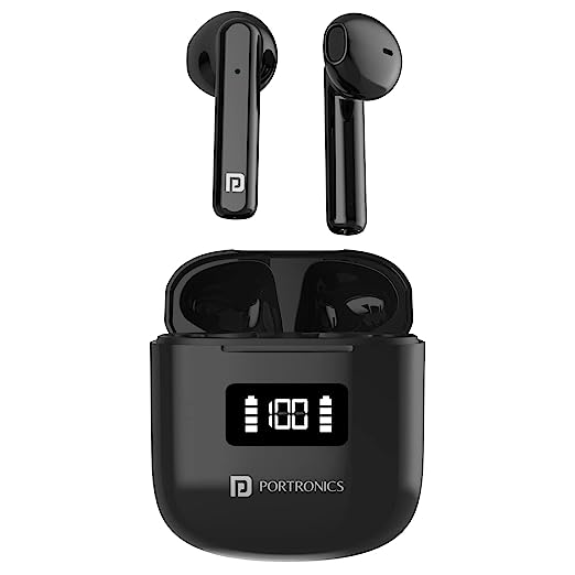Portronics Harmonics Twins 26 TWS Earbuds with ENC, Bluetooth 5.1, 13mm Driver, 27Hrs Playtime, Digital Display, Type C Charging, Dual Mic.(Black) Portronics Harmonics Twins 26 TWS Earbuds with ENC, Bluetooth 5.1, 13mm Driver, 27Hrs Playtime, Digital Display, Type C Charging, Dual Mic.(Black)